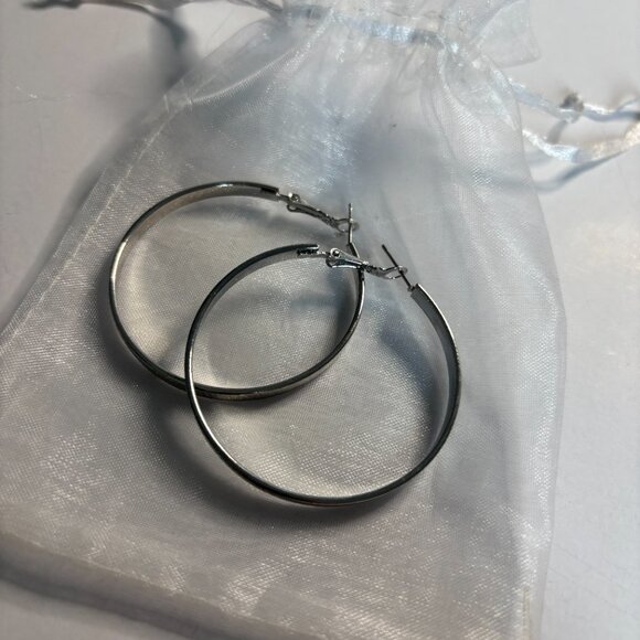 Silver Hoop Earrings • Large Statement Hoops ✨ - Picture 2 of 2